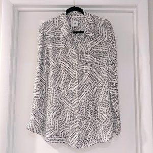 CAbi Black-and-White Oversized Crepe Shirt - M